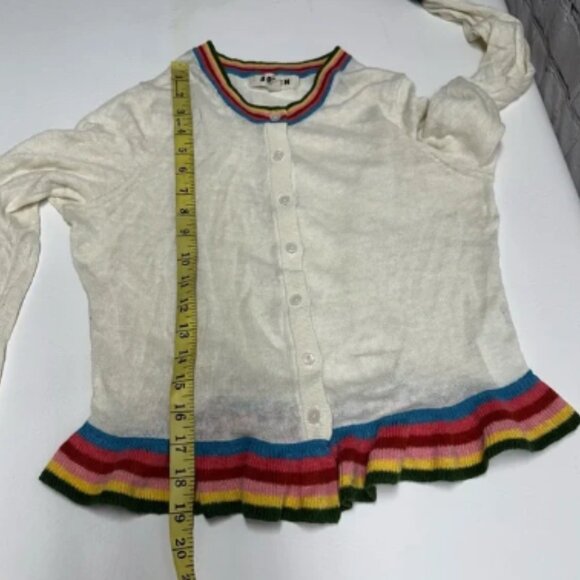 Boden linen two piece Cream Cardigan & top with Multicolor Trim size M - Picture 9 of 9